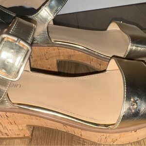 Calvin Klein Metallic Gold Wedge Sandals